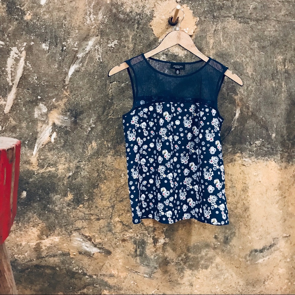 floral tank blouse Jason Wu for Target blue sheer top